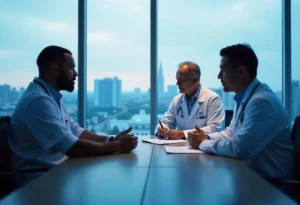 Un groupe de médecins faisant une expertise médicale