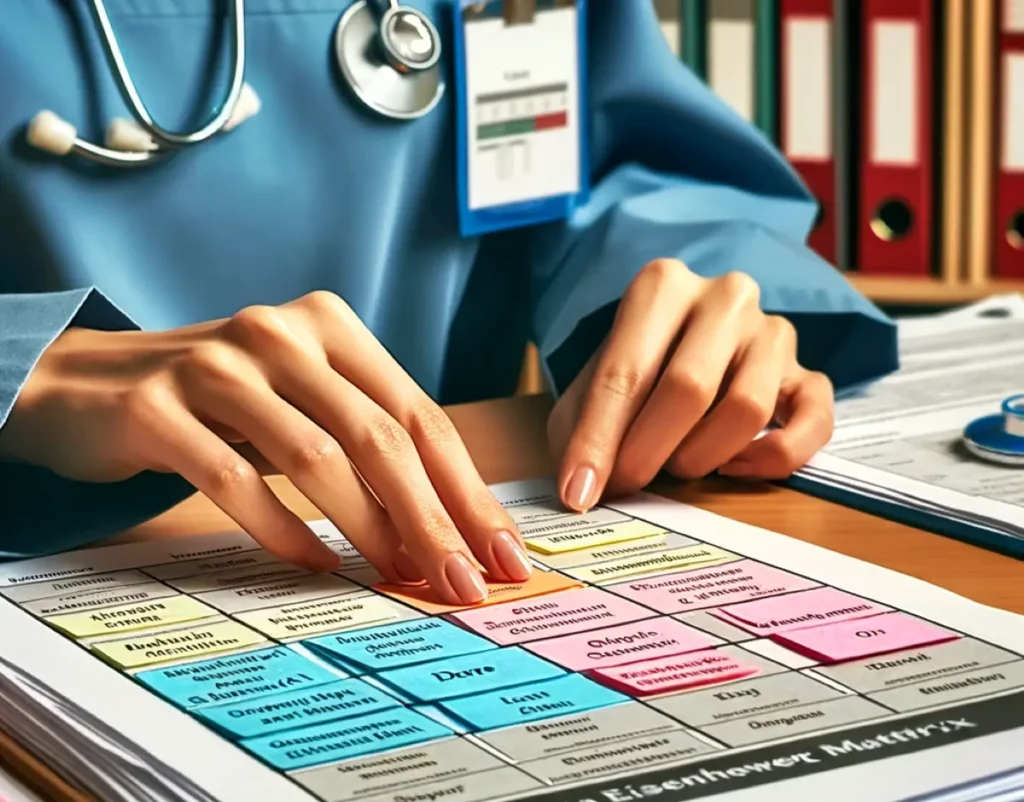 Professionnel médical qui utilise la Matrice d'Eisenhower pour la gestion de son temps médical
