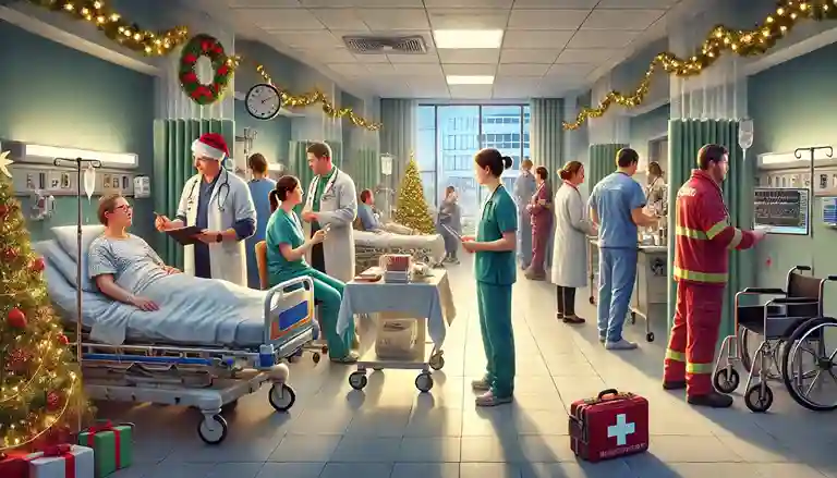 Personnel médical offrant des soins durant les fêtes