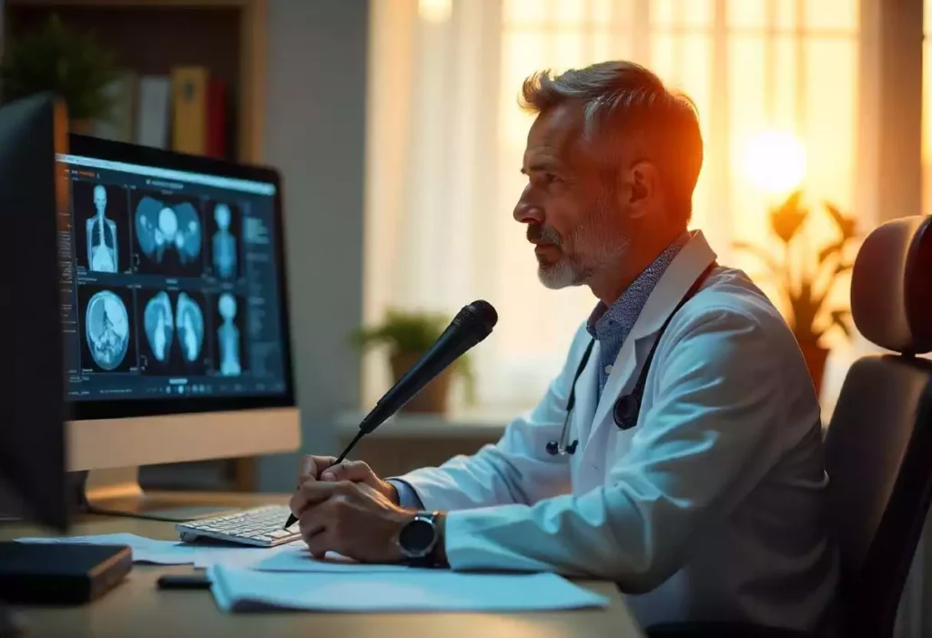 Enregistrement comptes-rendus imagerie médicale pour transcription audio